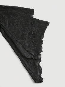 SHEIN MOD Lace Off Shoulder Ruffle Hem Bell Sleeve Women Top, Vintage, Party Women Top, New Year, Valentine Top - Black - View 3