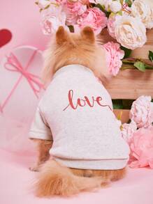 PETSIN 1pc Valentine's Day Grey Letter Print Pet Sweatshirt