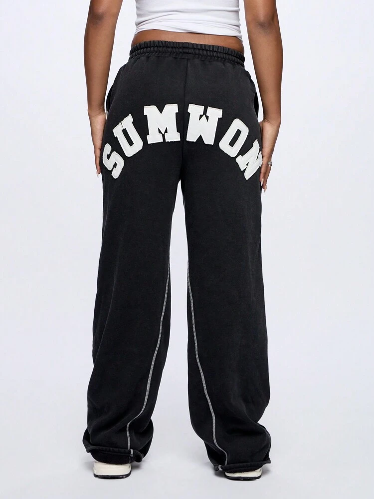 SUMWON Pantaloni della tuta jogger classici da atleta, con coulisse in vita elastica, tasche laterali, logo ricamato, comodi pantaloni per l'allenamento invernale