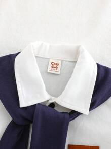 Cozy Pixies 3 件套男婴套装：圆领短袖开衫、松紧腰短裤和披肩 - 彩色 - 查看 3