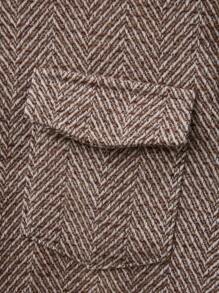 Manfinity Homme Men's Solid Color Pocketed Front Button Casual Long Sleeve Shacket - Coffee Brown - View 6