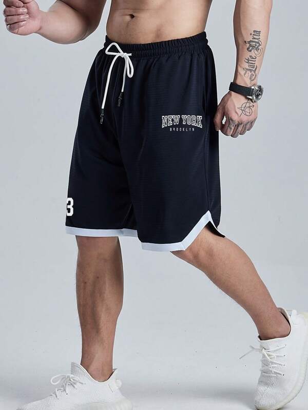Manfinity Sport Corelite Męskie spodenki sportowe z nadrukiem w kształcie litery, ściągaczem w pasie i kieszeniami