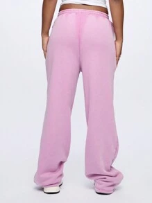 SUMWON WOMEN Cozy Athletic Sweatpants Fleece Jogger Pants With Side Pockets Logo Embroidery Relaxed Fit Streetwear Loungewear Fall Winter Athletic Pants - Lilac Purple - View 2