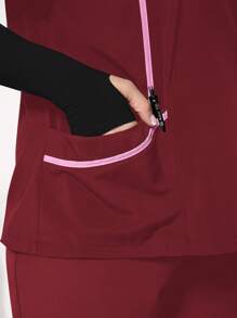 TaskEZ Plus Size Scrub Uniform Top, Minimalistyczna Moda Na Codzienny Strój