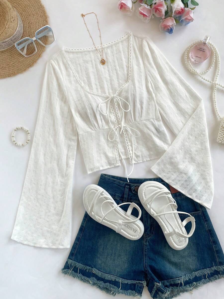 SHEIN VCAY 女款纯色针织休闲长袖上衣