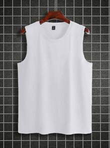 Manfinity Homme Plus Size Men's Crew Neck Sleeveless Casual Top - White - View 5