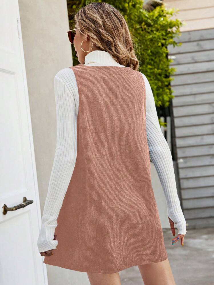 SHEIN Frenchy Vestido corto casual y sencillo de mujer de unicolor con escote en V y sin mangas - Rosa vieja - Añade 2