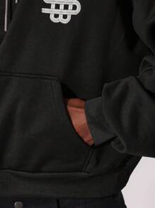 SUMWON Áo hoodie chui đầu thời trang đường phố thêu logo ký hiệu đô la Đồ mặc ở nhà thể thao Thời trang đô thị Thoải mái Thường ngày Trang phục thiết yếu Thu Đông - màu đen - Xem 6
