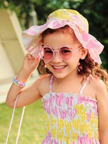 SHEIN Vestido sin mangas con estampado digital de corazones de colores para niña pequeña