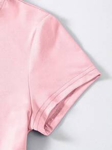 SHEIN Wildeya Vestido casual de manga corta y longitud a la rodilla, sencillo y combinable, para adolescentes