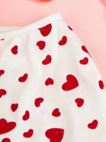 PETSIN 1 件涤纶情人节轻质弹力透气心形印花背心，适合全年泰迪熊 - 白色 - 查看 4