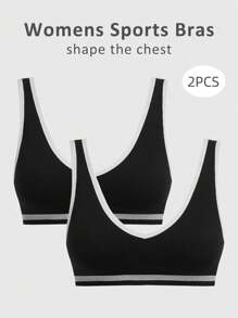 女士无缝黑色运动胸罩