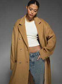 MISSGUIDED Manteau long premium laine mélangée pour homme de créateur, hiver oversize à double boutonnage, déclaration de mode maxi manteau pour femme, taillé avec soin