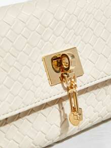 SHEIN SXY 女士，女式手提包，编织包，时尚，简约，优雅，多功能，经典，金色，适合经典、通勤、办公室、约会、日常、购物、下午茶、派对、舞会、俱乐部、约会、生日、晚会、约会之夜 - 杏色 - 查看 6