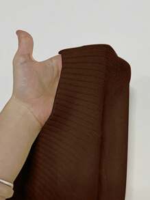 SHEIN Unity Long Casual V-Neck Versatile Sweater Dress - Chocolate Brown - View 6