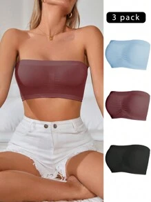 3入組女士無肩帶實色內衣套裝 - 彩色 - 查看 6