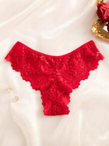 SHEIN Women's Seamless Lace Panties (Triangle) Lingerie - Burgundy - View 6