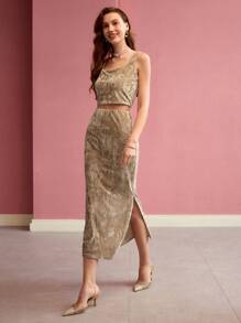 MOTF PREMIUM TEXTURED SPLIT SIDE SKIRT