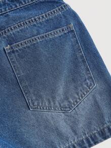 SHEIN MOD Women's Fitted Denim Shorts, 90s Clothes, Vintage Baggy Denim Shorts, Denim Shorts, Valentines Denim Shorts - Medium Wash - View 4