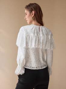 MOTF PREMIUM LACE RUFFLE TRIM BLOUSE - White - View 6