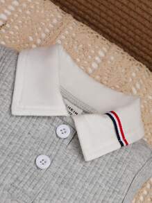 SHEIN Infant Girls 2pcs Outfits, Fashion Casual Sports Style Grey Top And Pleated Skirt Set, Versatile - Grey - View 4