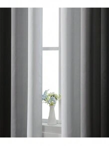 2 Panel Solid Color Patchwork Blackout Curtains, Home Decor/Bedroom Thermal Insulated Curtains, Ombre Black And Grayscale Living Room Blackout Curtain, Customizable Creative Curtains,Fall Decor,Autumn Decor,Room Decor - Black - View 8