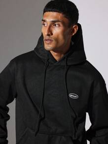 SUMWON Regular Fit Overhead Hoodie And Drop Crotch Sweatpants 2 Piece Set - Black - View 5