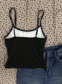 Attitoon 女士休闲性感骷髅图案吊带背心修身吊带背心，适合夏季 - 白色 - 查看 2