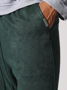 SUMWON Flare Fit Jogger Pants Suedette Split Hem Athletic Loungewear Relaxed Wide Leg Sports Tracksuit Bottoms Athleisure Streetwear Winter Fall Training - Green - View 6