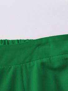 EMERY ROSE Pantalones de pierna recta informales con cintura elástica y pliegues en la espalda, de talla grande y unicolor - Verde - Ver 4