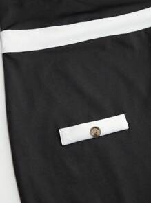 SHEIN Clasi Plus Size Women Colorblock Knit Long Sleeve Dress - Black and White - View 4