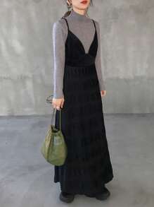 FRIFUL Women's Casual Minimalist Solid Color Backless Camisole Dress