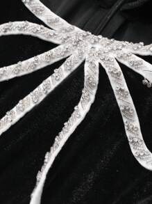 DAZY 女士长款优雅优质小黑裙，秋季连衣裙长袖连衣裙 - 黑色 - 查看 9