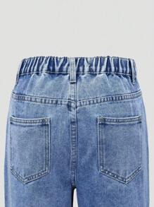 Quần Jeans Ống Thẳng Rộng Cổ Điển Phai Màu Sáng Cho Bé Trai Tuổi Teen - Rửa trung bình - Xem 6