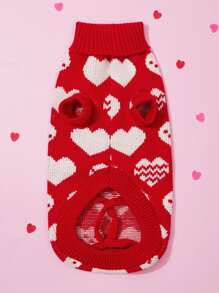 PETSIN Valentine's Day Red Heart Shape Sweater, Warm - Red - View 3