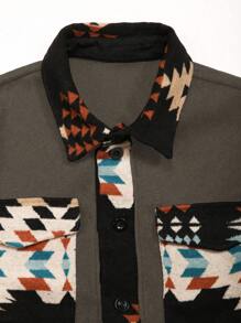 Manfinity Homme Men's Casual Geometric Print Poncho Jacket, Autumn - Multicolor - View 6