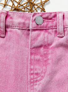 SHEIN Young Girls Casual Basic Blue Denim Skirt,Spring And Summer Boho Skirt