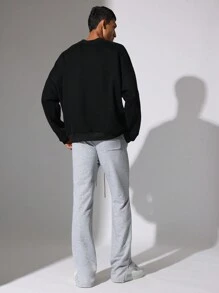 SUMWON Luxury Loopback Split Hem Sweatpants Athleisure Relaxed Fit Comfortable Workout Loungewear Winter Cozy Athletic Pants - Grey - View 3