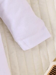 SHEIN Baby Girl Long Sleeve Casual Cute Jumpsuit - White - View 3