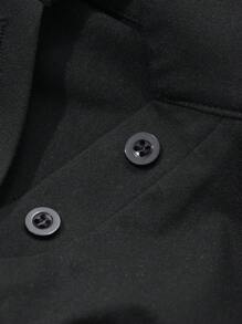 DAZY 女士纯色 Polo 领短袖修身衬衫，休闲日常穿着夏季长袖女上衣 - 黑色 - 查看 8