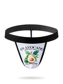 Slips sexy de hombre con estampado de lema y aguacate