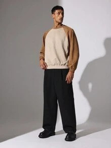 SUMWON Moletom de Manga Raglan Ajuste Regular, Clássico de Outono Inverno, Casual, Atlético, Workout, Esportes, Loungewear, Academia, Exercício, Corrida, Jogging, Roupa Esportiva - Caqui - Visão 3