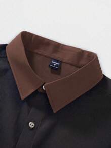 Manfinity Homme Atasan Pria Lengan Panjang Kancing Depan Motif Ombre Minimalis Kasual Formal, Pakaian Sehari-hari, Untuk Musim Gugur, Acara - Coklat - View 4