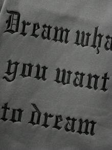 SHEIN Tween Girl 2024 Autumn/Winter New Back Letter Embroidery Sweatshirt - Grey - View 7