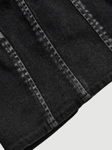 SHEIN MOD Zip Back Tube Denim Summer Corset Top - Black - View 4