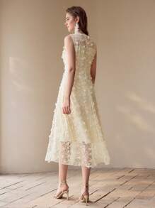 MOTF PREMIUM BUTTERFLY APPLIQUED FLOWY DRESS - Apricot - View 7