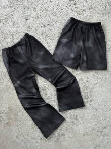 SHEIN Leap Crew 2pcs/Set Tween Boy Casual Loose Letter Print Shorts And Long Pants - Multicolor - View 2