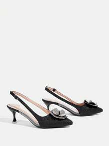 CUCCOO TILAWA Women's Autumn/New Fashion Pointy Toe High Heel Mules, Casual For Party And Leisure Spring Shoes Spring Break Easter Prom Heels - Black - View 4