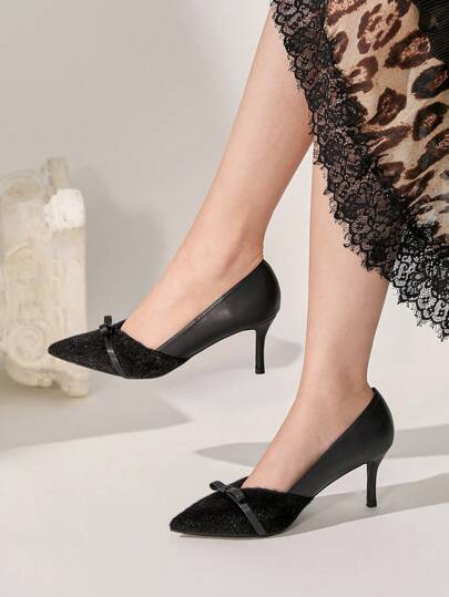 New Arrival Leopard Print High Heels, Patchwork With Fluffy For Women Spring Shoes Spring Break Easter Prom Heels