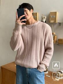 Manfinity CasualKnits Jersey de cuello redondo de unicolor, de manga larga y con costillas para hombre, de uso casual - Multicolor - Ver 6